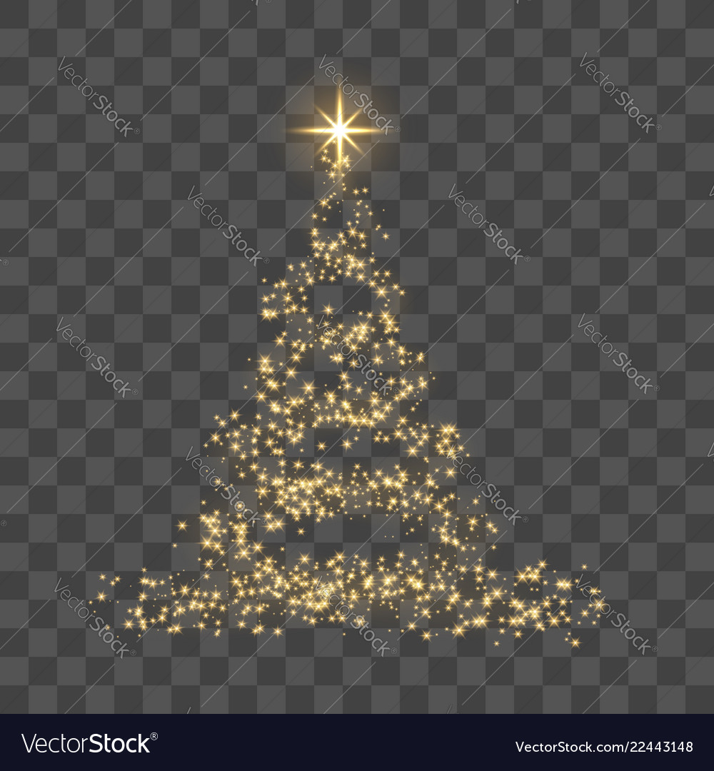 Christmas tree on transparent background gold Vector Image