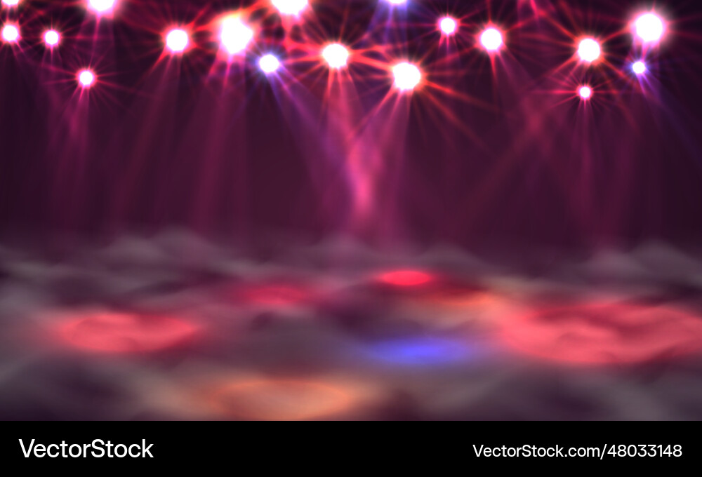 Dance floor banner light and smoke on stage Vector Image
