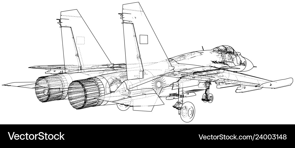 Fighter jet wireframe concept created Royalty Free Vector