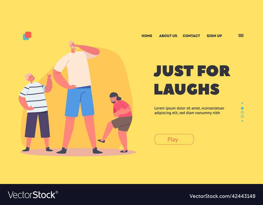 Happy family dad with kids characters giggle Vector Image