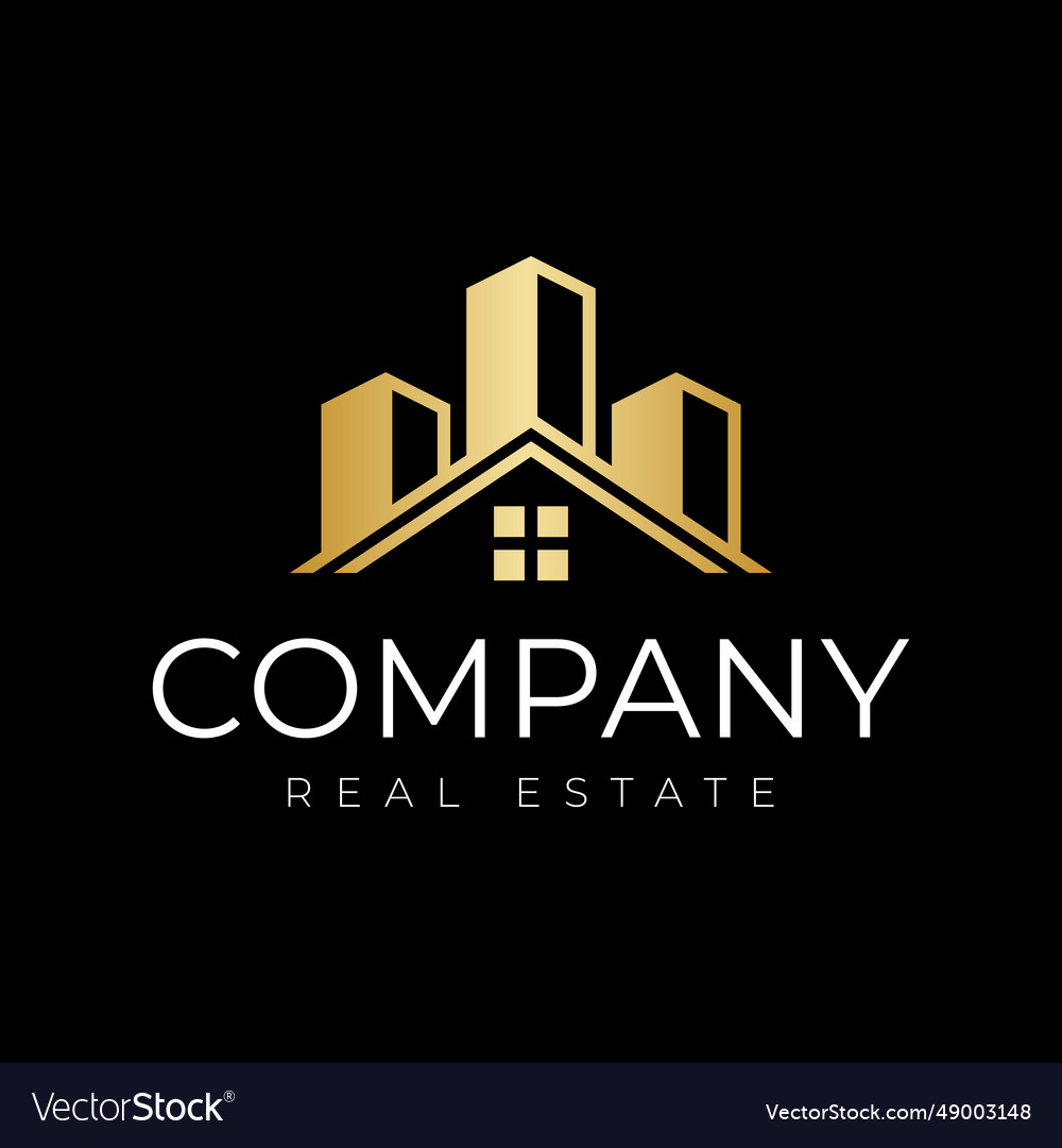 Luxury golden building house real estate logo Vector Image