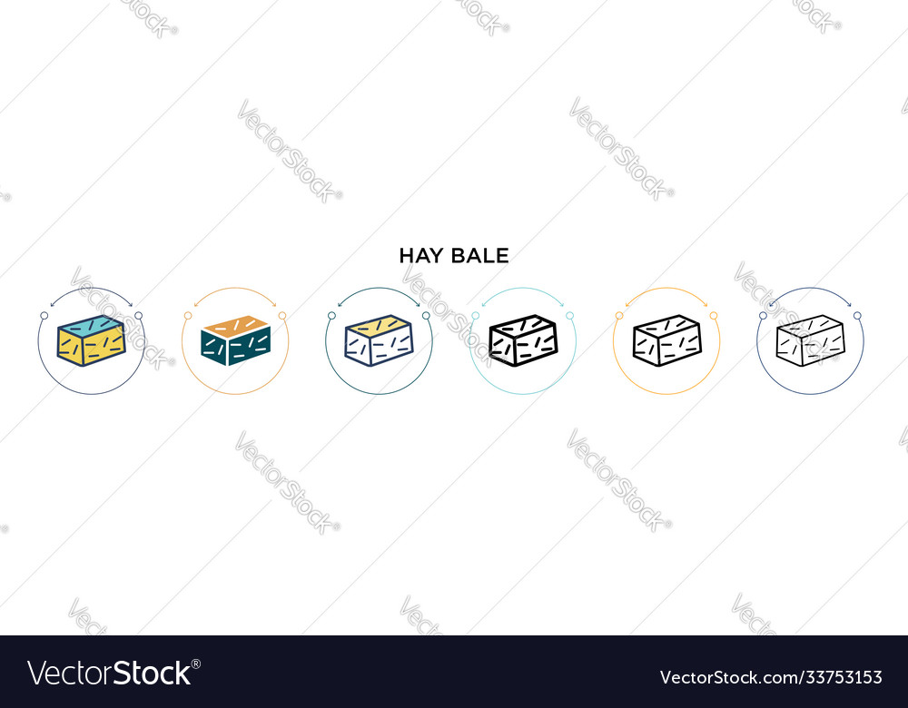 Hay bale icon in filled thin line outline