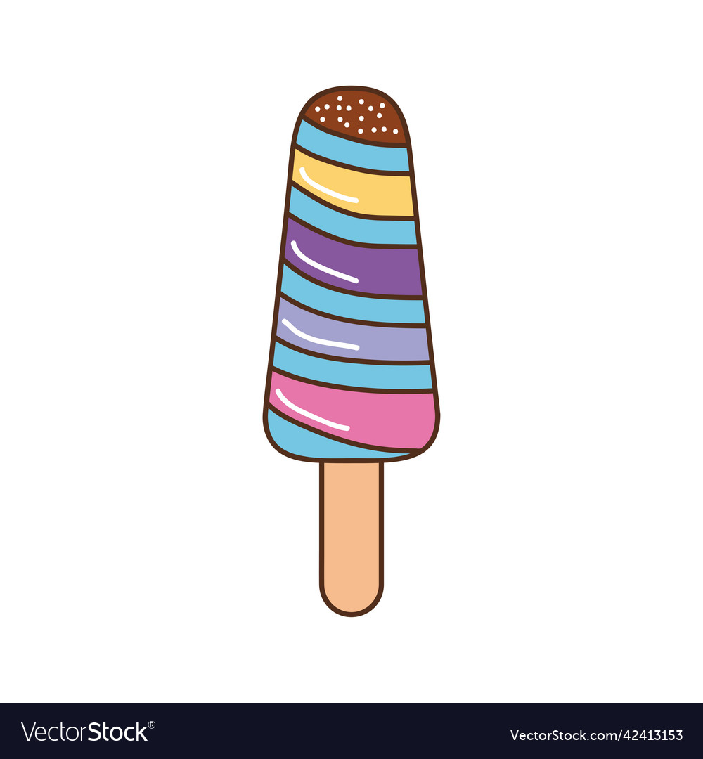 Rainbow ice cream in stick Royalty Free Vector Image