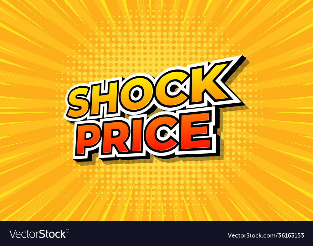 Shock price on yellow comics background