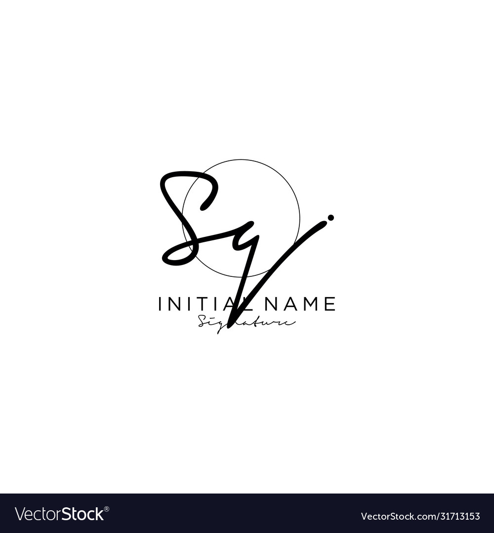 Sq initial handwriting logo design Royalty Free Vector Image