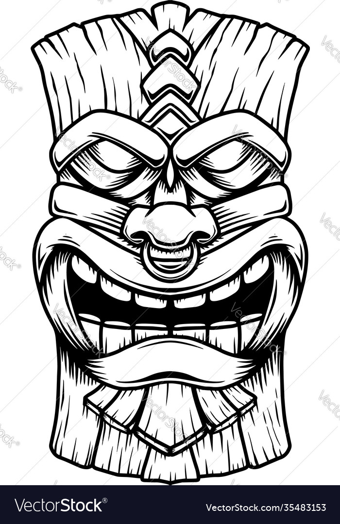 Tiki tribal wooden mask design element for logo Vector Image