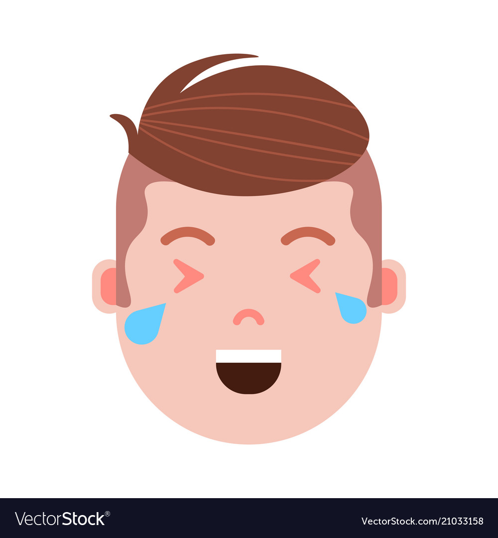 Boy head emoji personage icon with facial emotions