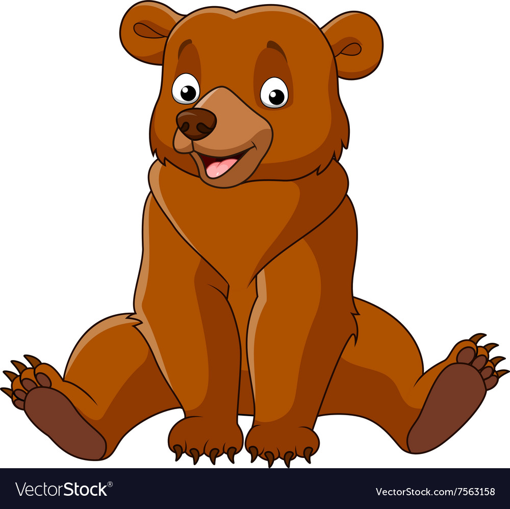 Cartoon happy bear sitting Royalty Free Vector Image