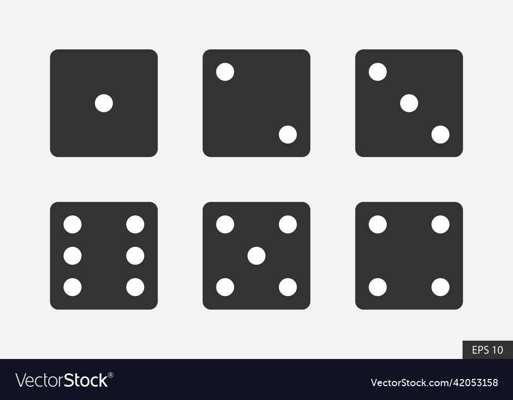 Dice sides or faces icon set in flat style