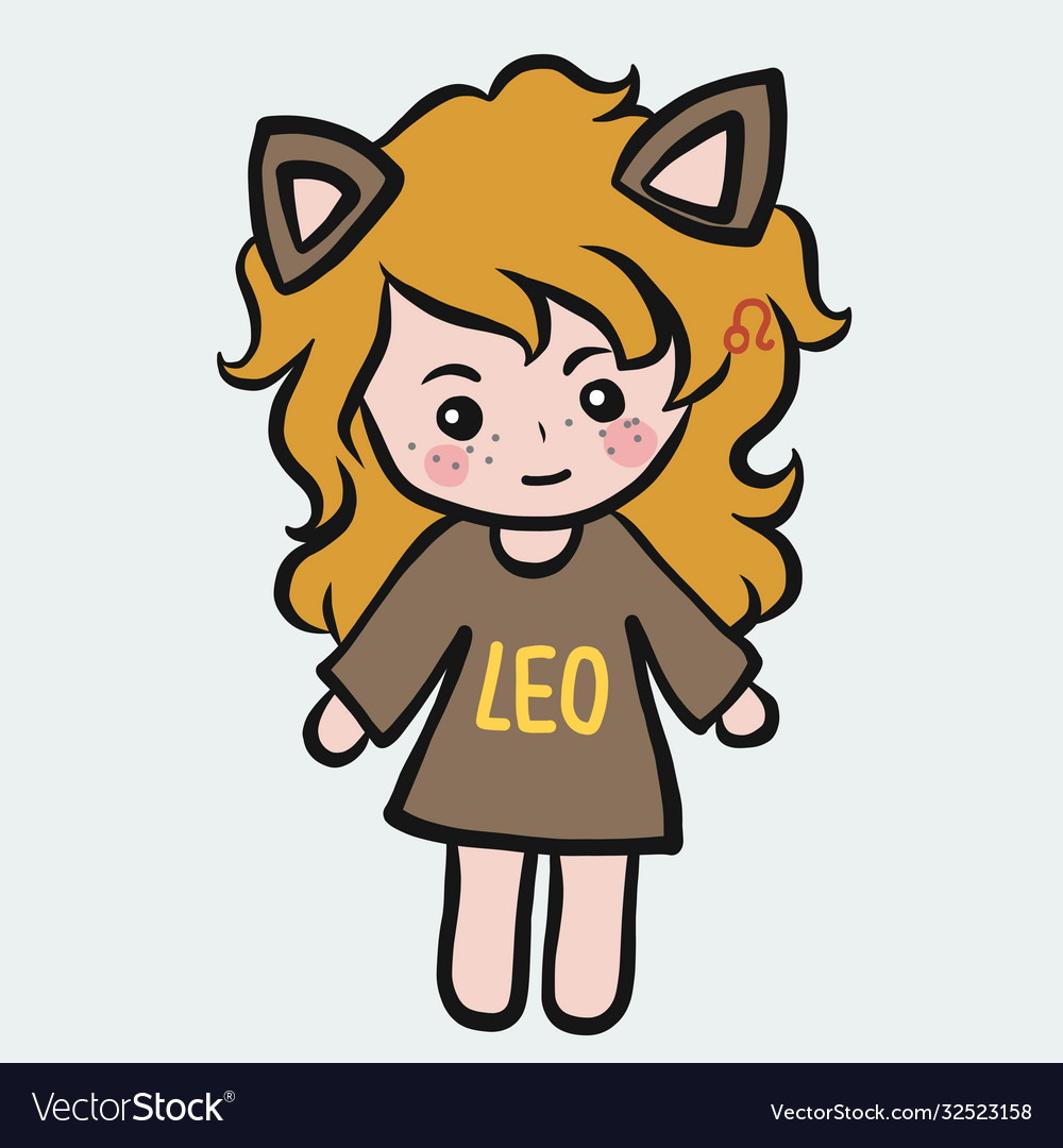 Leo girl horoscope cartoon Royalty Free Vector Image