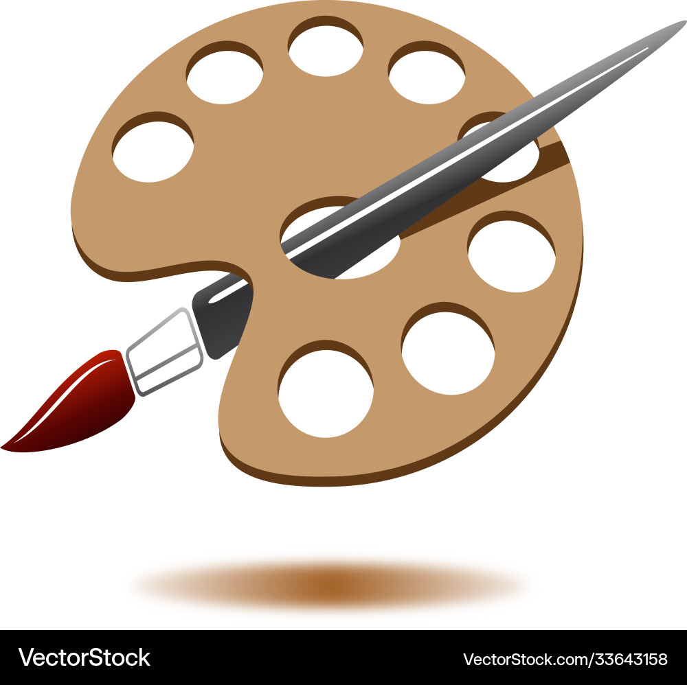 Paint color palette and brush Royalty Free Vector Image