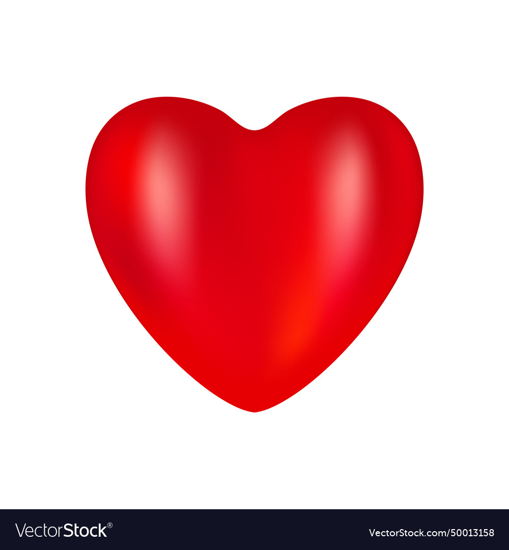 Realistic red heart icon 3d shape