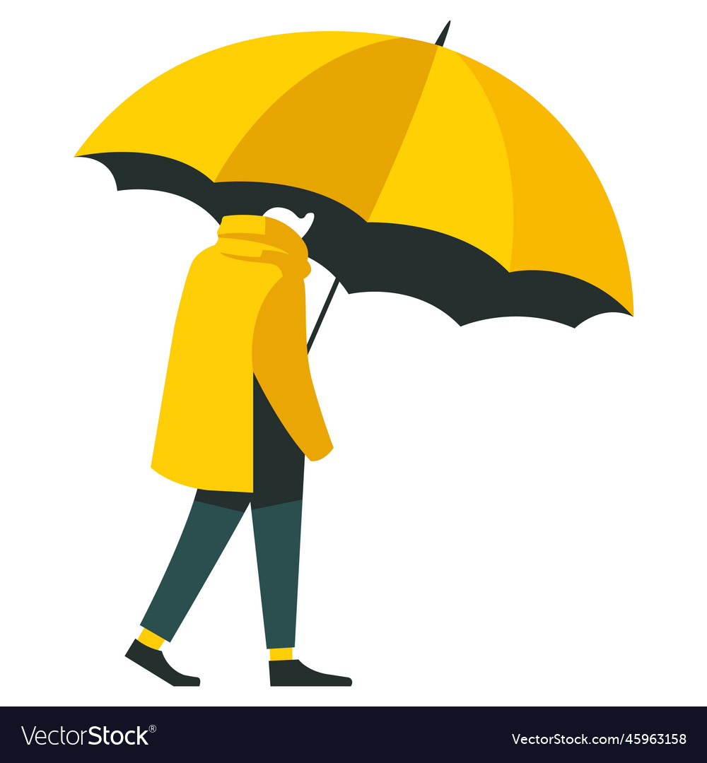 Sad man with yellow umbrella a man in a yellow Vector Image