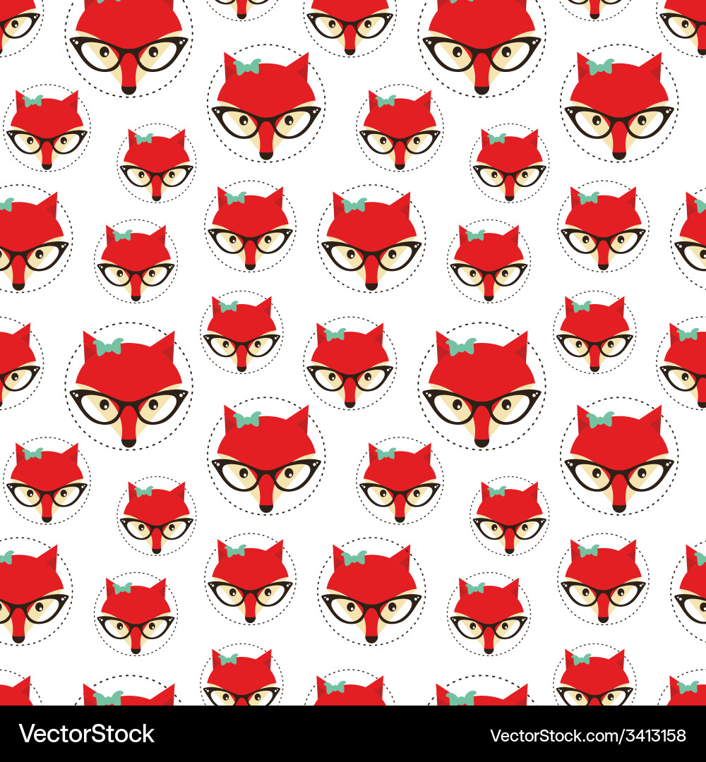 Seamless pattern with cute fox Royalty Free Vector Image