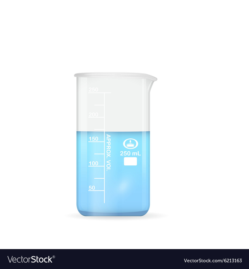 Chemical beaker 250 ml volume Royalty Free Vector Image