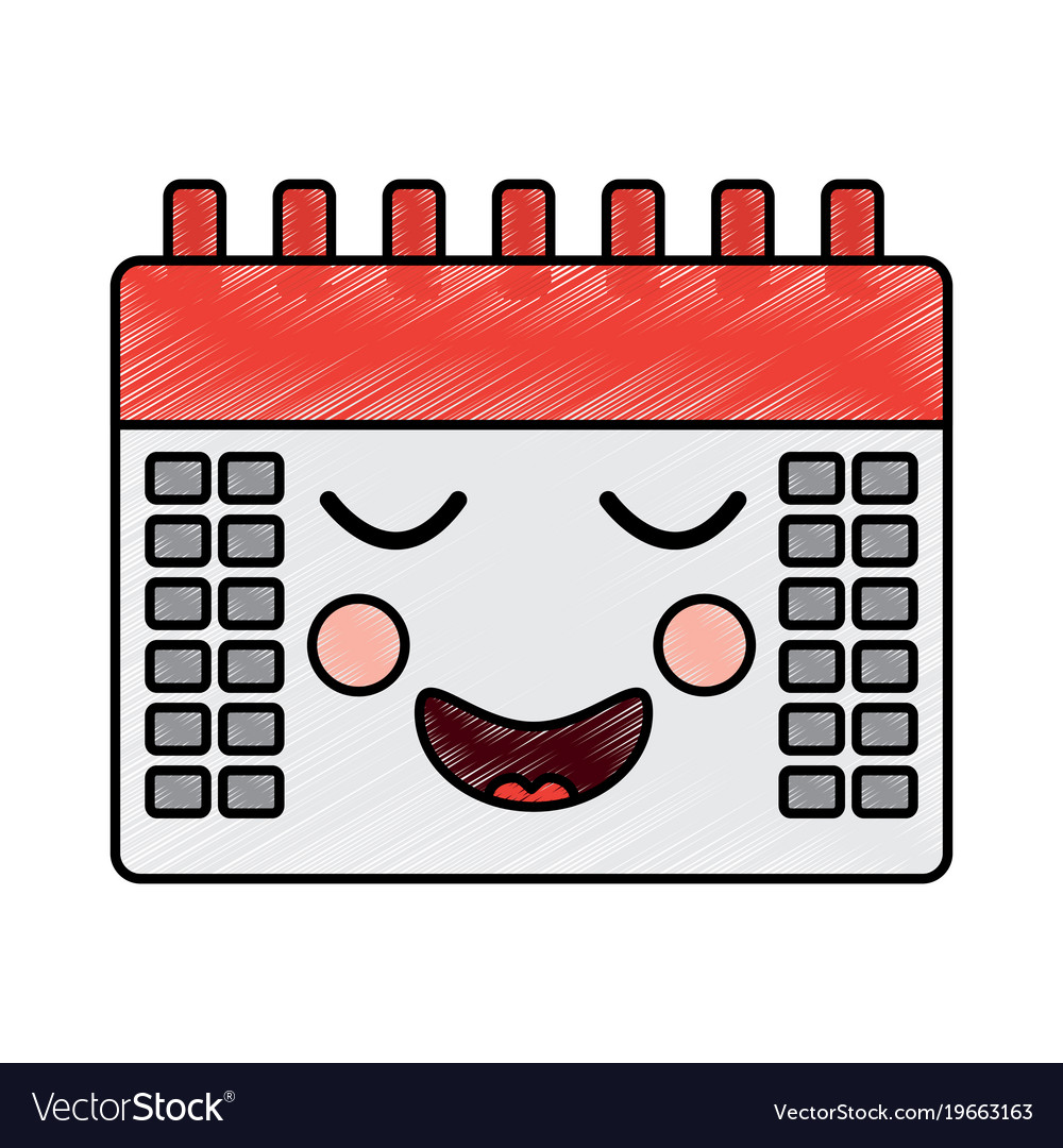 Happy calendar kawaii icon image Royalty Free Vector Image