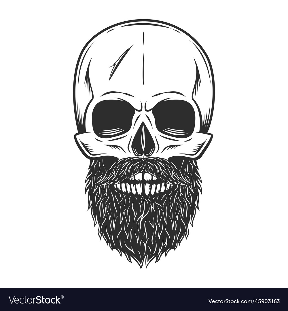 Hipster skull with mustache and beard Royalty Free Vector