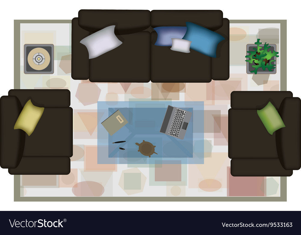 Interior Icons Top View With Sofa Armchair Couch Vector Image | atelier ...