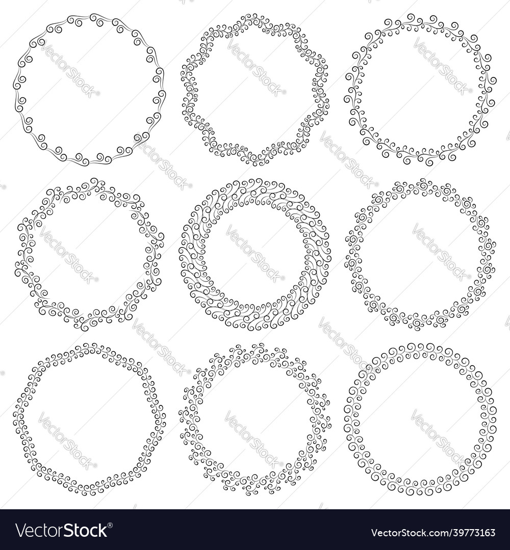 Set of round frames in art deco style Royalty Free Vector