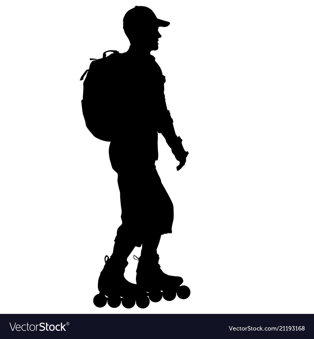 Black silhouette of an athlete on roller skates