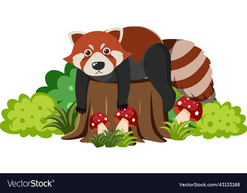 Cute Red Raccoon In Flat Cartoon Style Royalty Free Vector