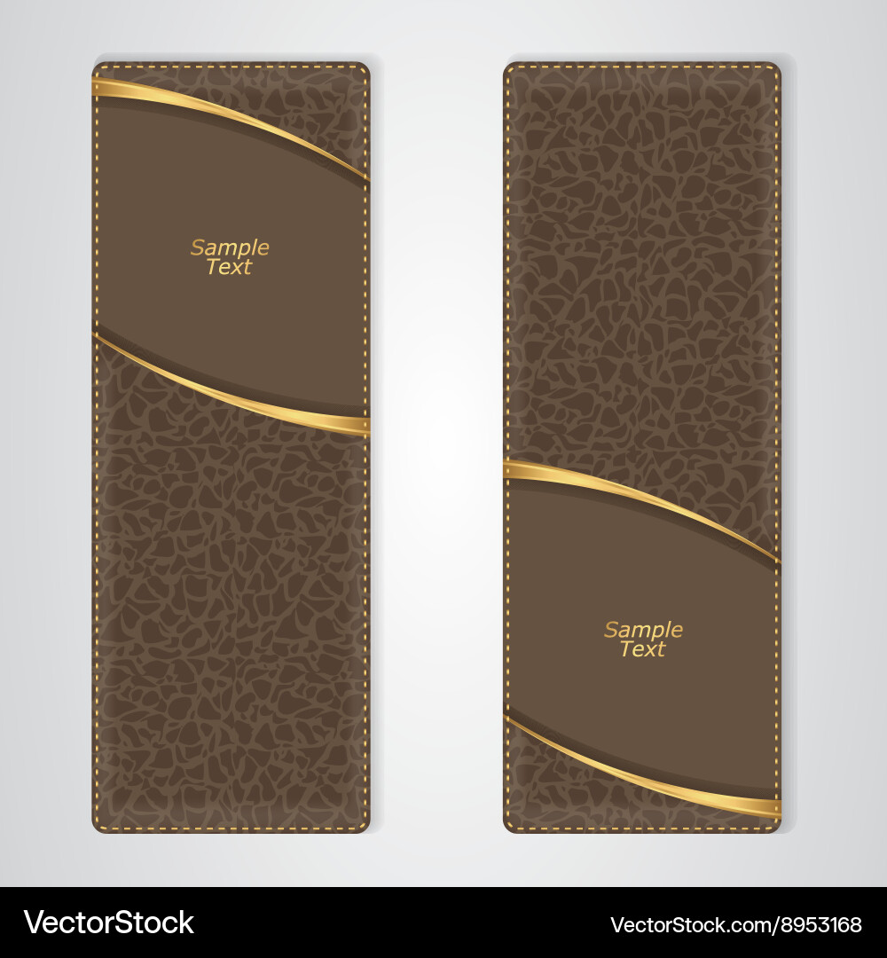 Elegant Brown Leather Vertical Banner With Two Vector Image