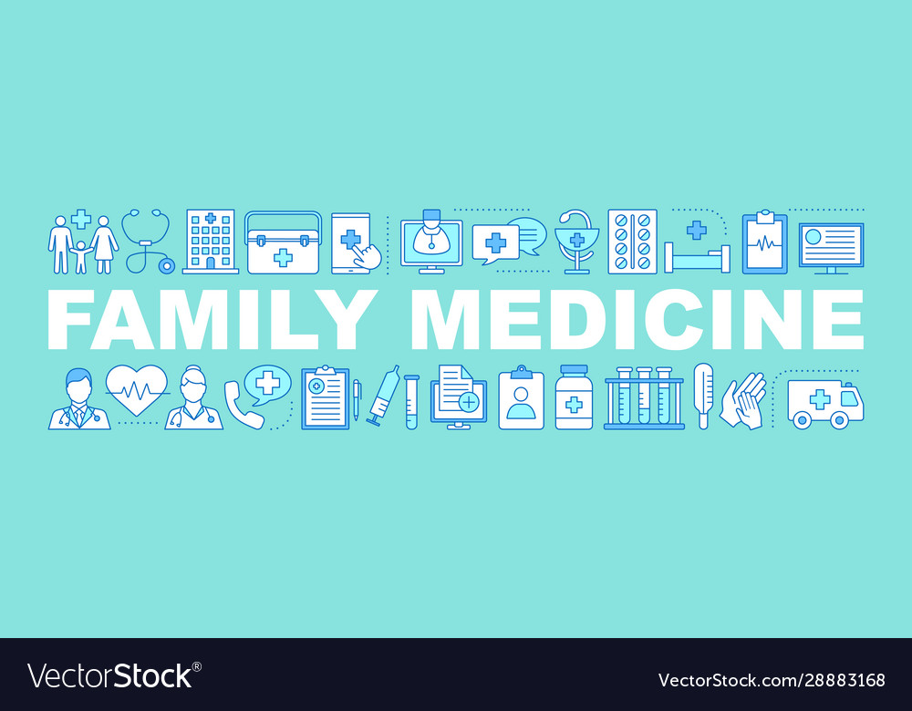 Family Medicine Word Concepts Banner Royalty Free Vector