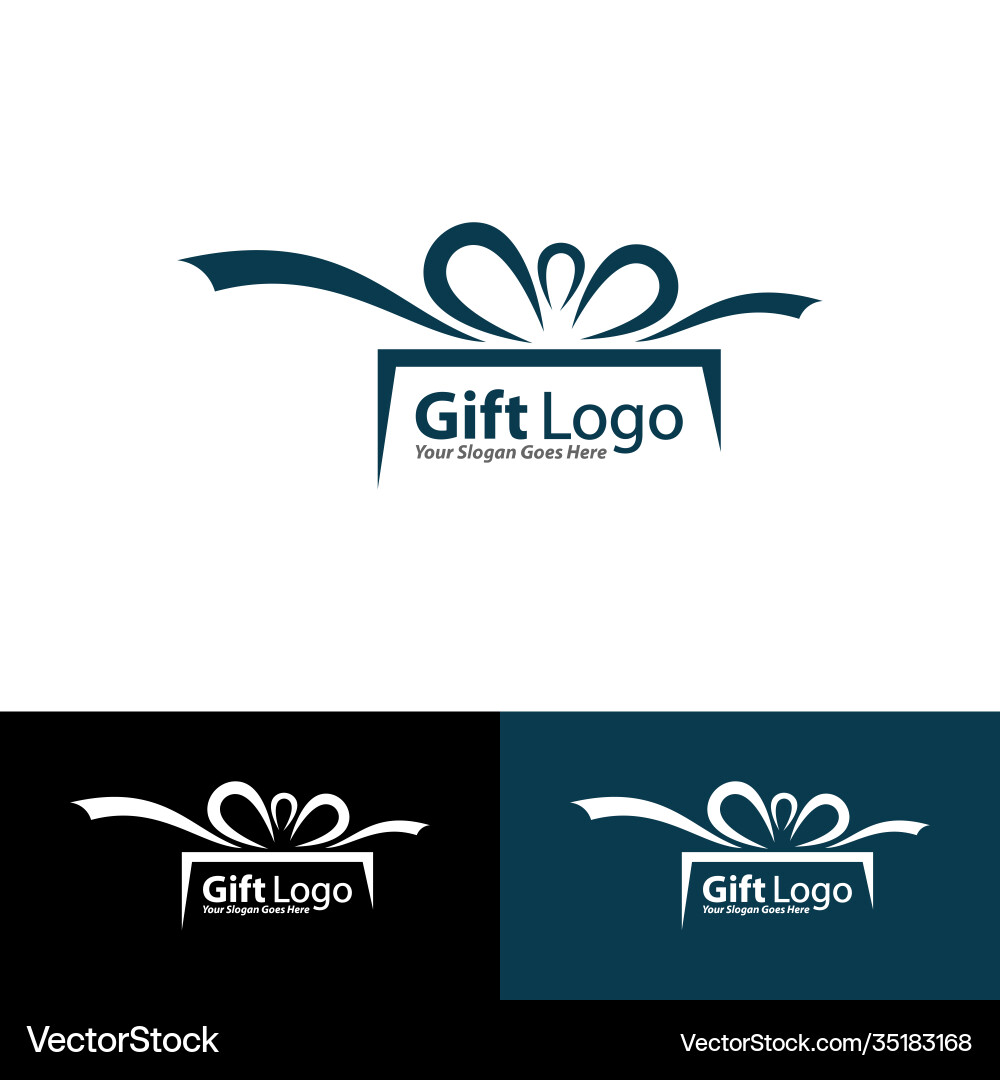 Gift logo icon emblem shop design Royalty Free Vector Image