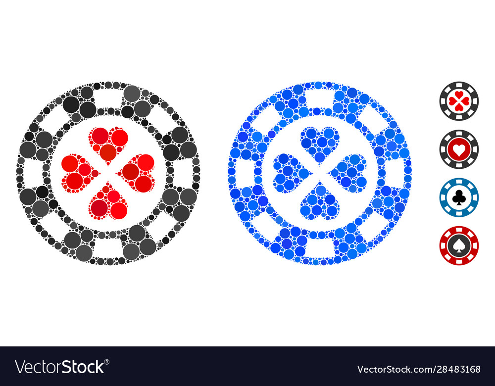 Poker casino chip mosaic icon round dots