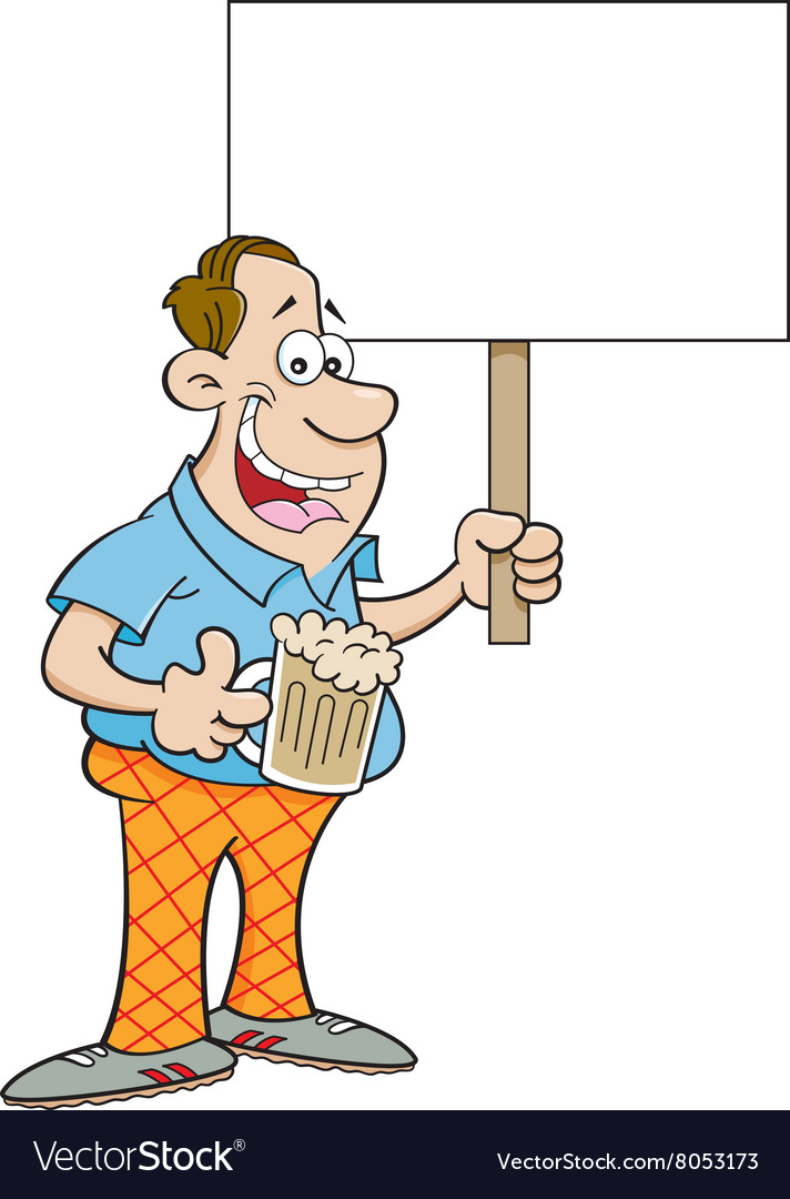 Cartoon man holding a sign Royalty Free Vector Image