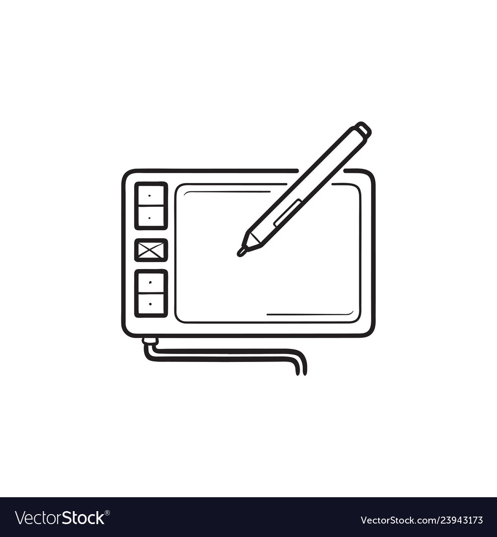 Digital drawing tablet hand drawn outline doodle