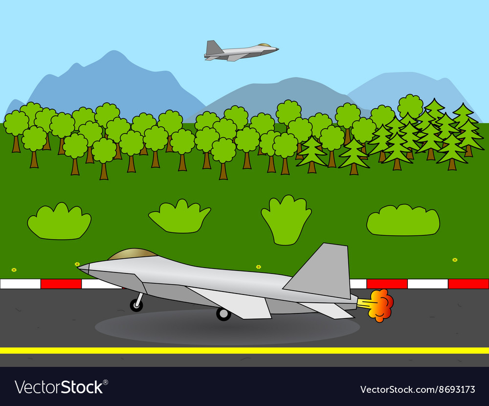Fighter jet taking off Royalty Free Vector Image