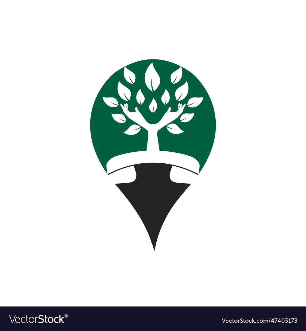 Handset And Hand Tree Icon Logo Design Template Vector Image