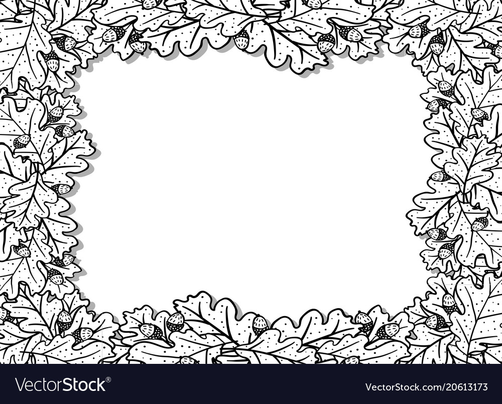 Horizontal decorative frame with oak leaves and Vector Image