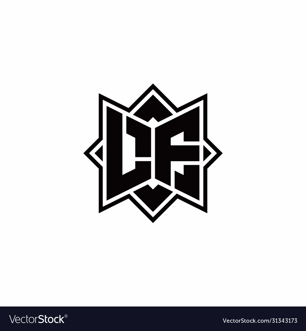 Lf monogram logo with square rotate style outline