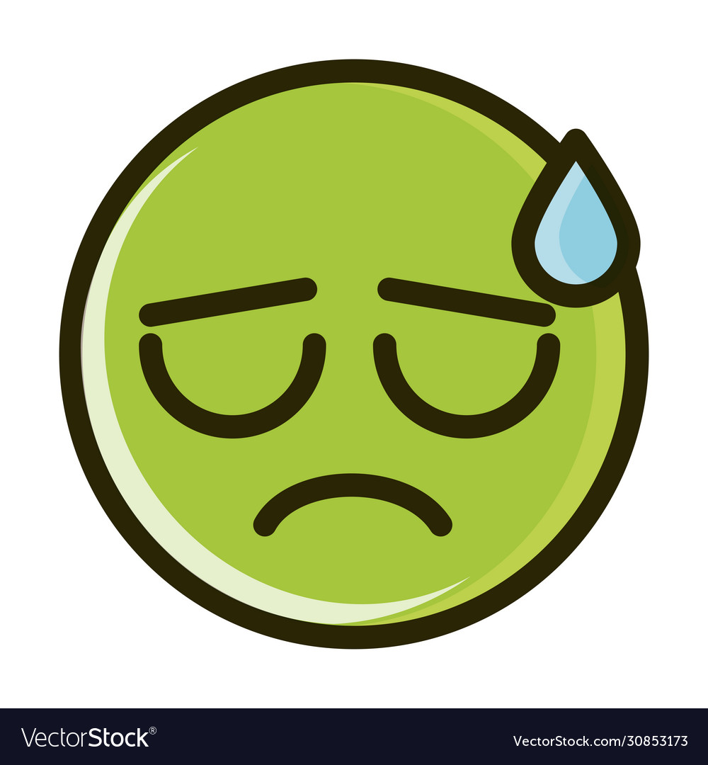 Sweat funny smiley emoticon face expression line Vector Image