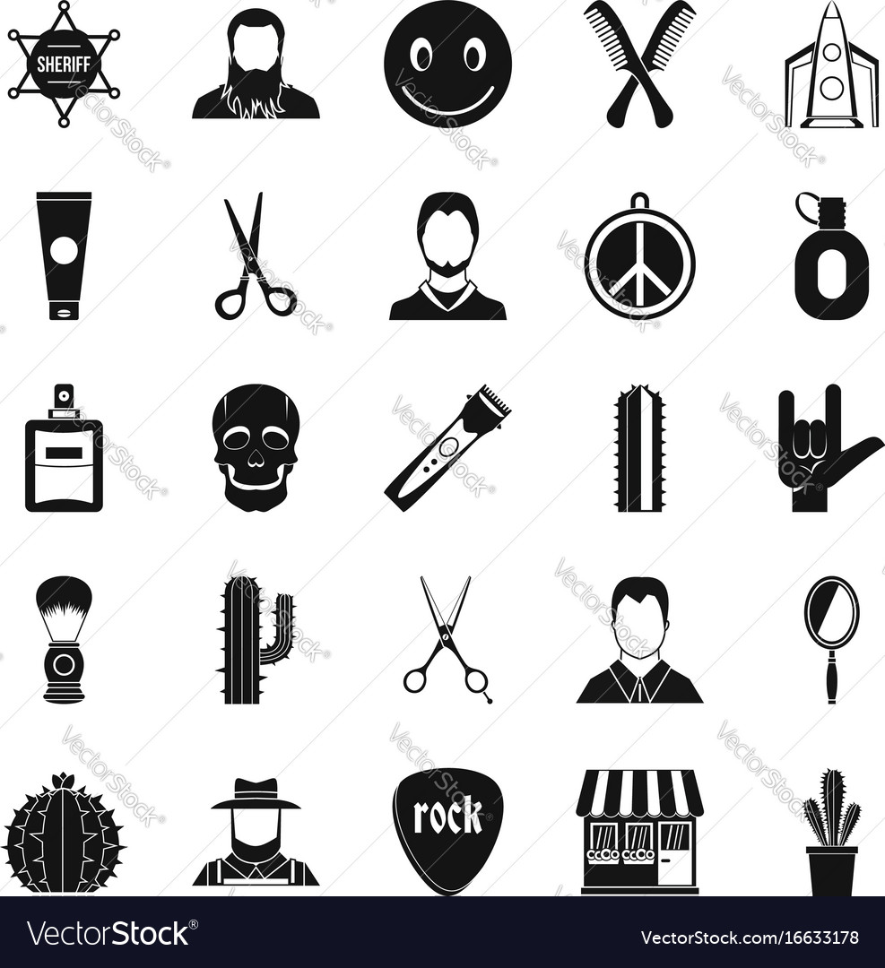 Different Hairstyles Icons Set Simple Style Vector Image