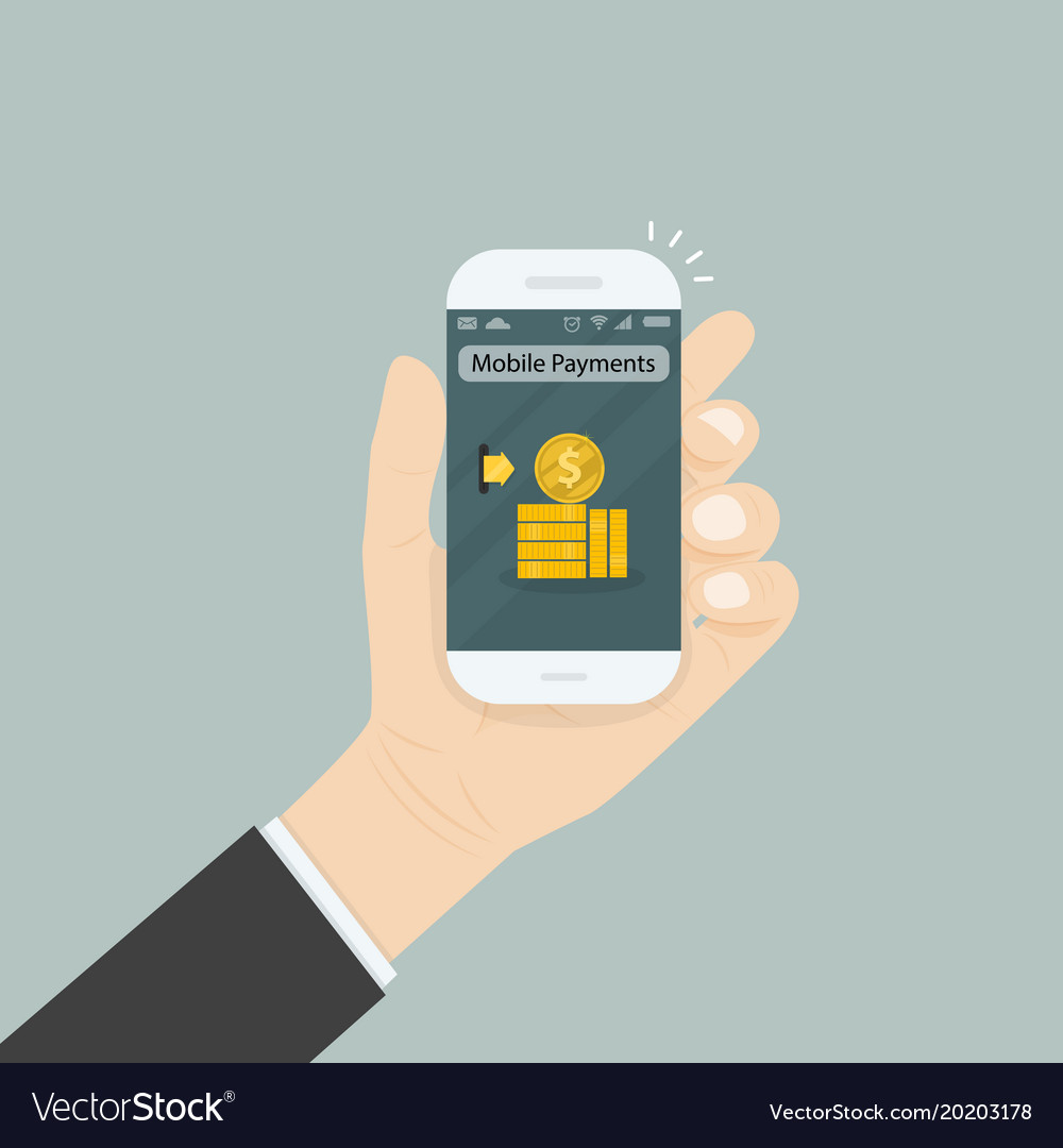 Hand holding smartphone and touching screen Vector Image