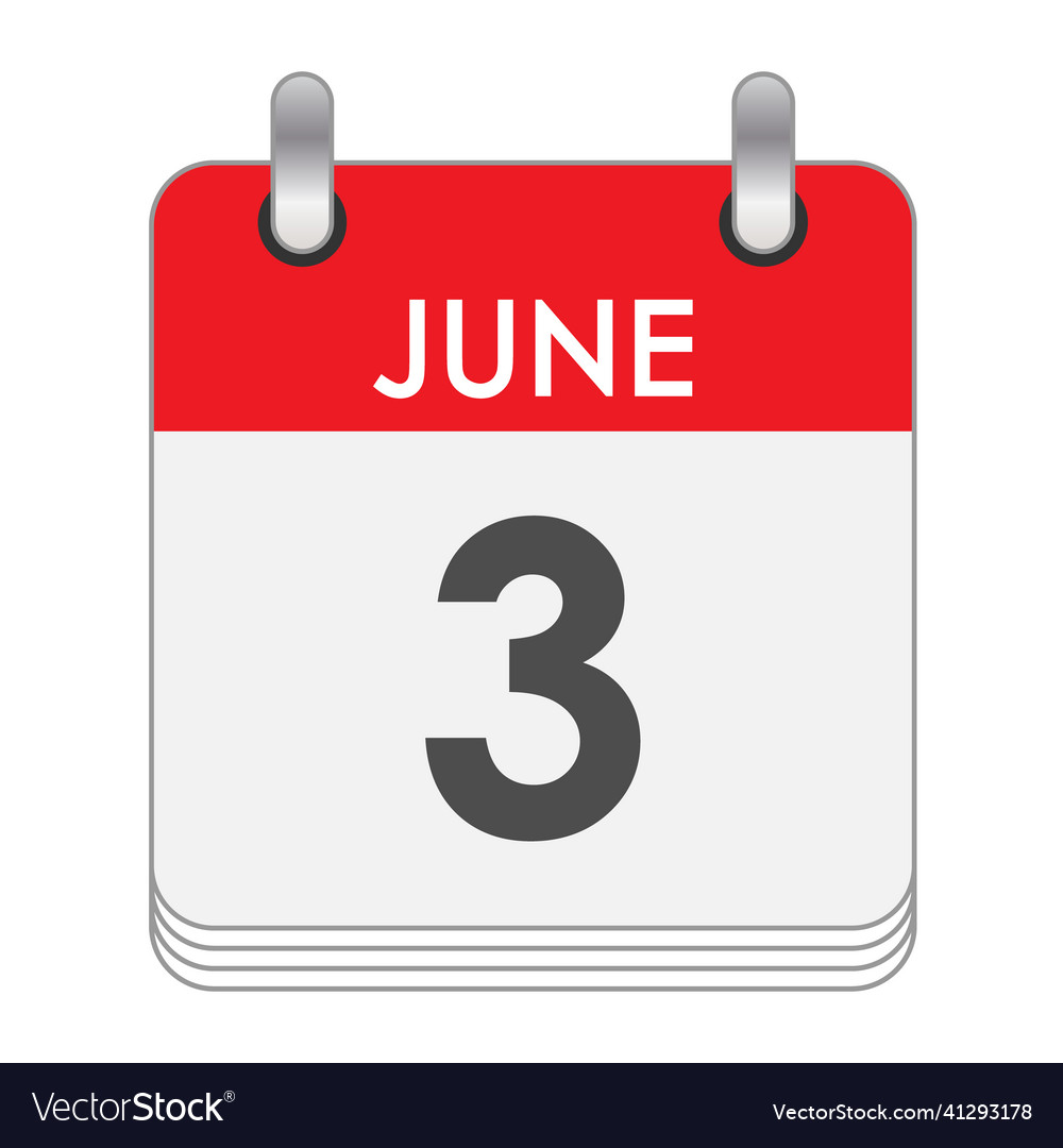 June 3 a leaf of the flip calendar with date Vector Image