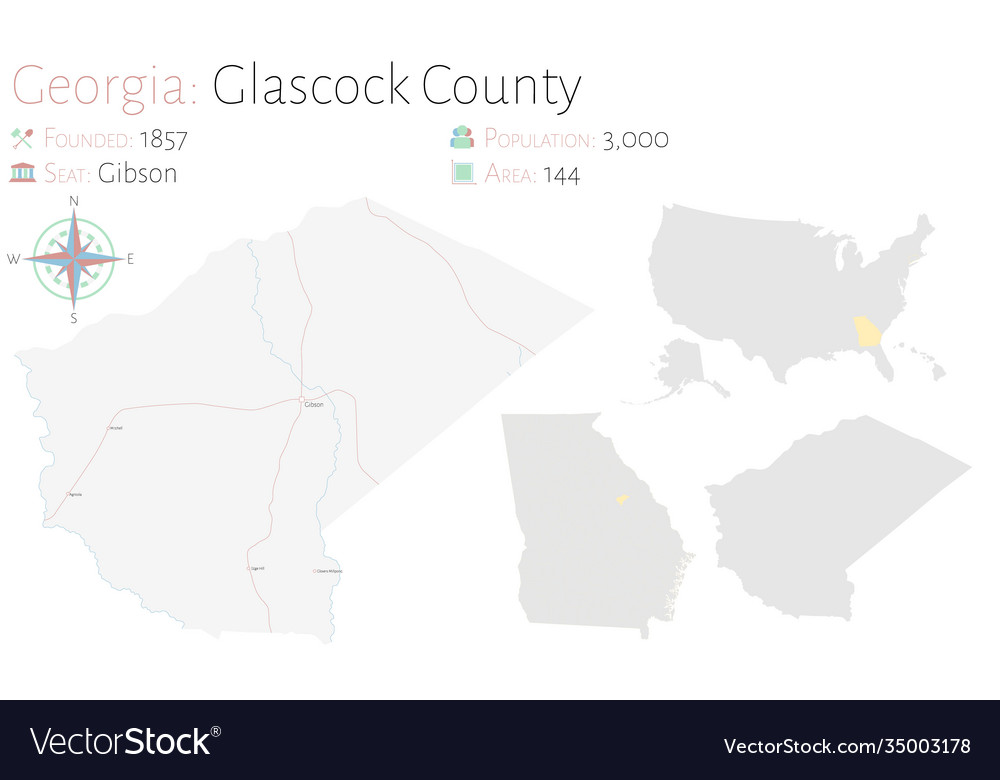 Map glascock county in georgia Royalty Free Vector Image