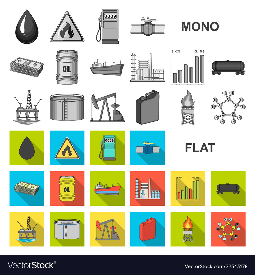 Oil industry flat icons in set collection Vector Image