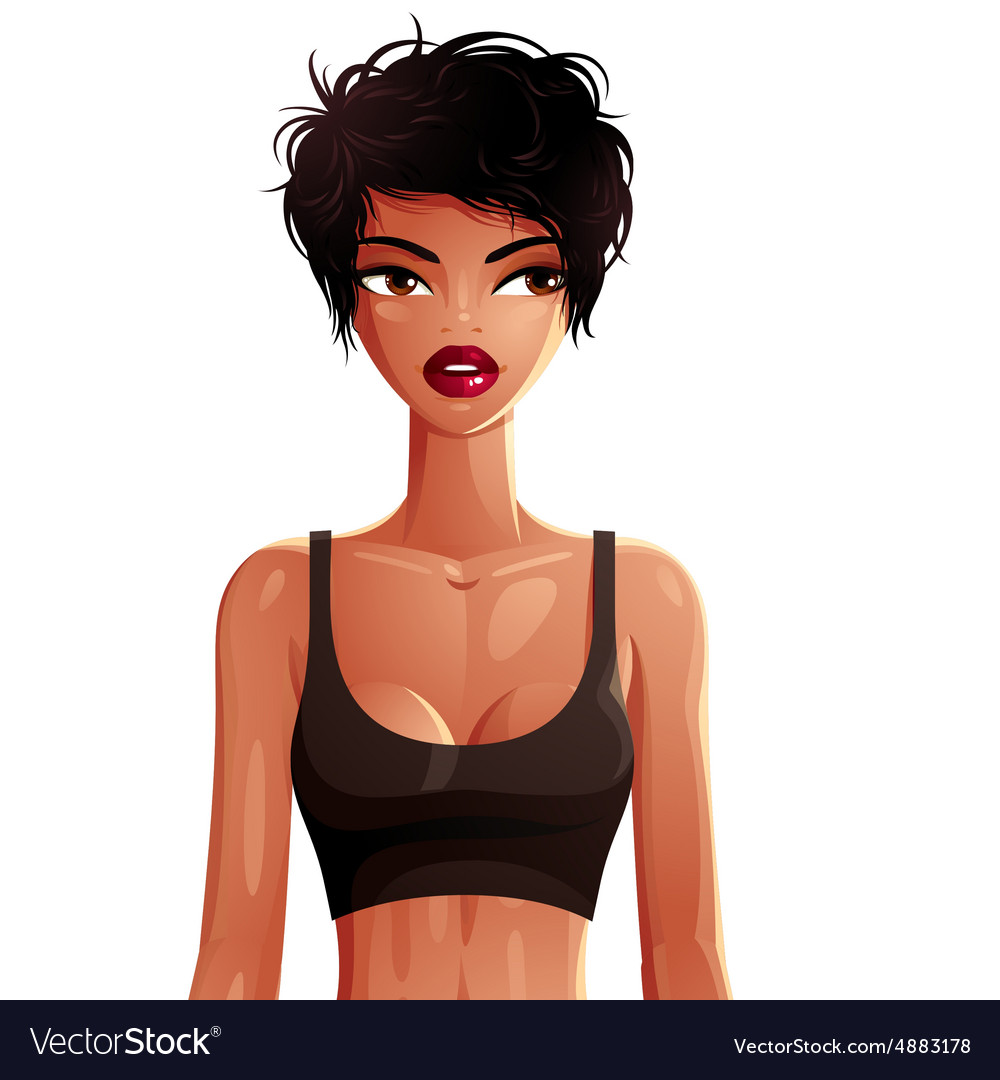 Sexy coquette dark skin woman upper body portrait Vector Image