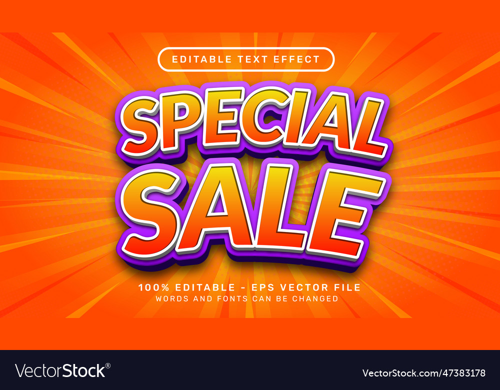 Special sale 3d editable text effect template Vector Image