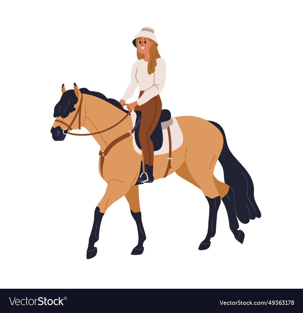 Woman riding horse stallion trotting Royalty Free Vector