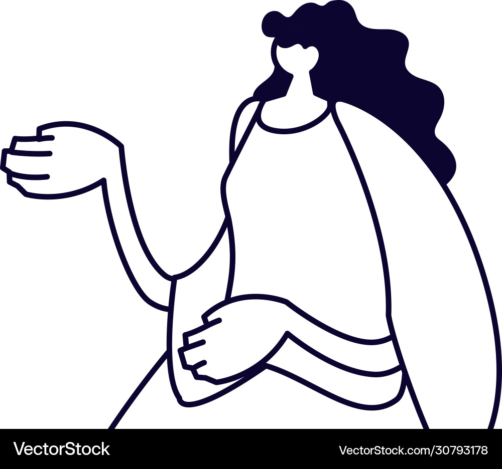 Young woman standing line style icon Royalty Free Vector