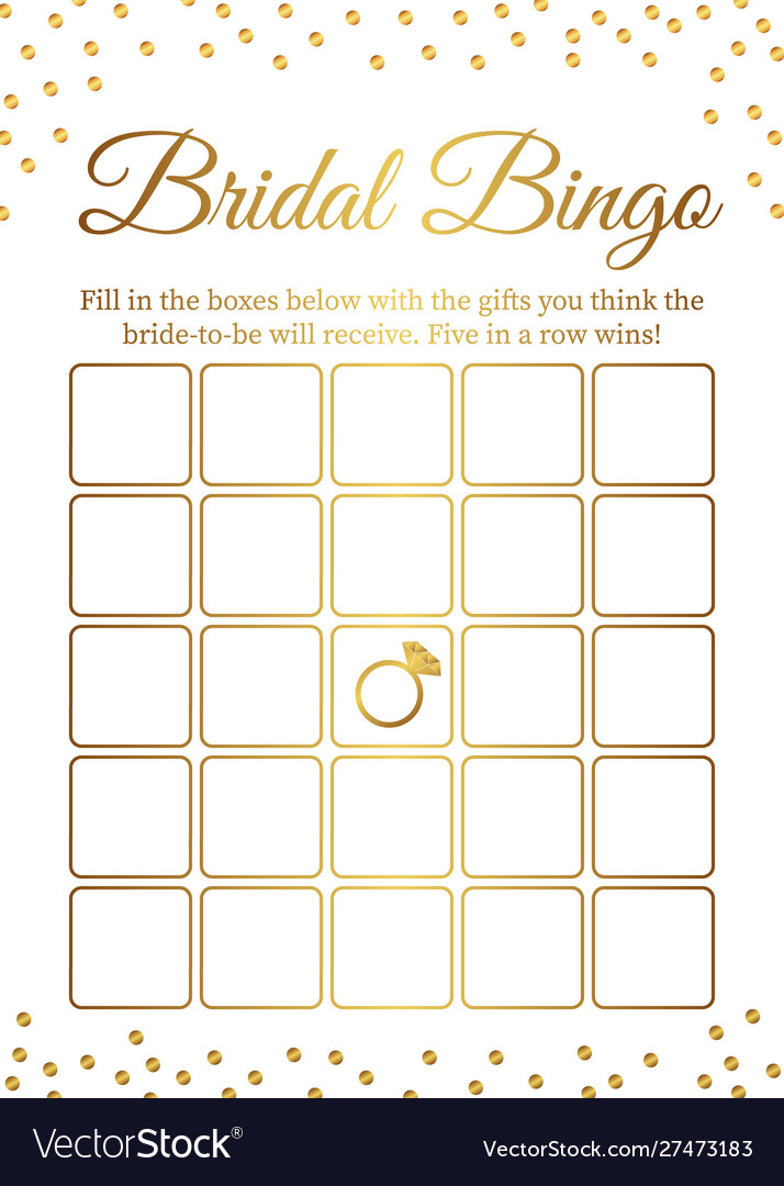 Bridal bingo card template shower Royalty Free Vector Image