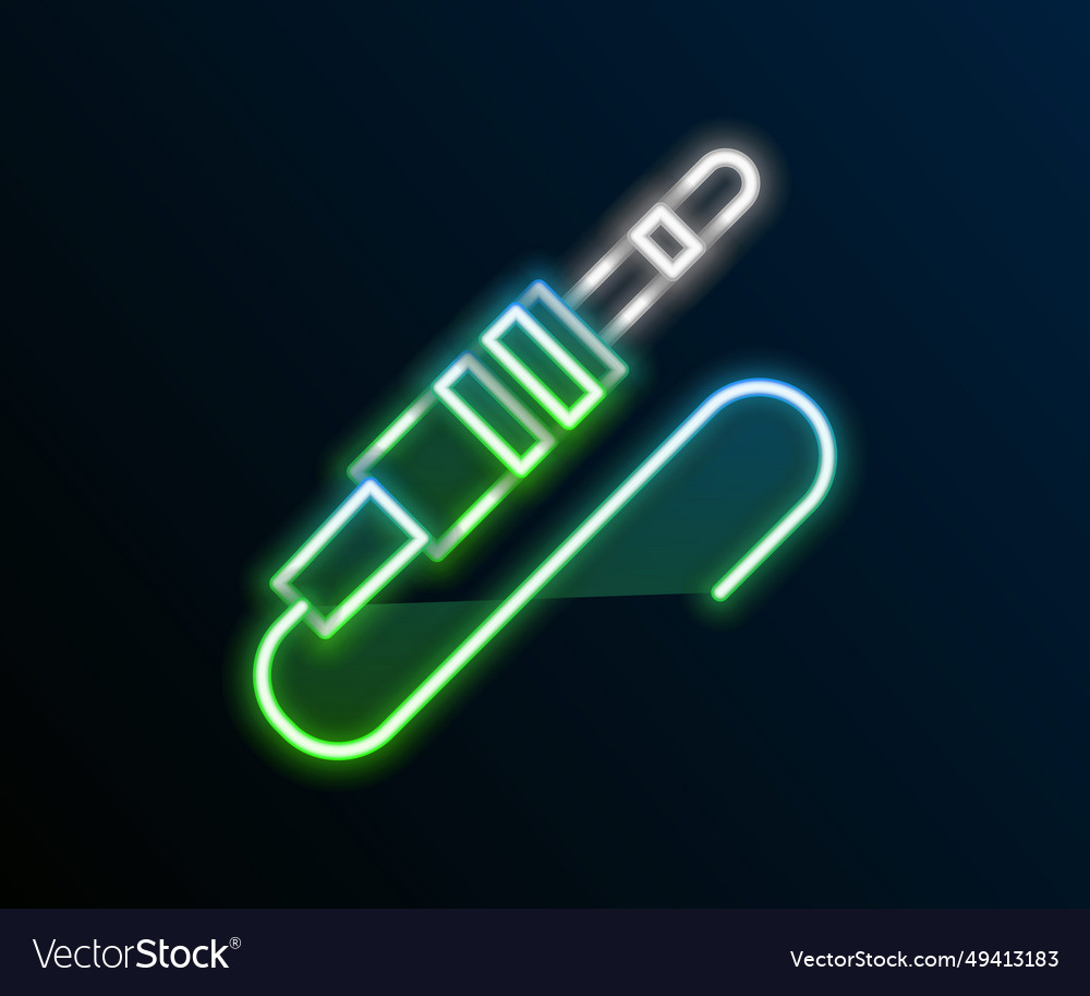 Glowing neon line audio jack icon isolated