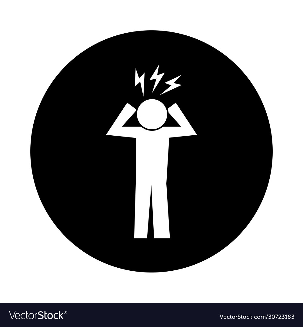 Human figure with headache health pictograph block