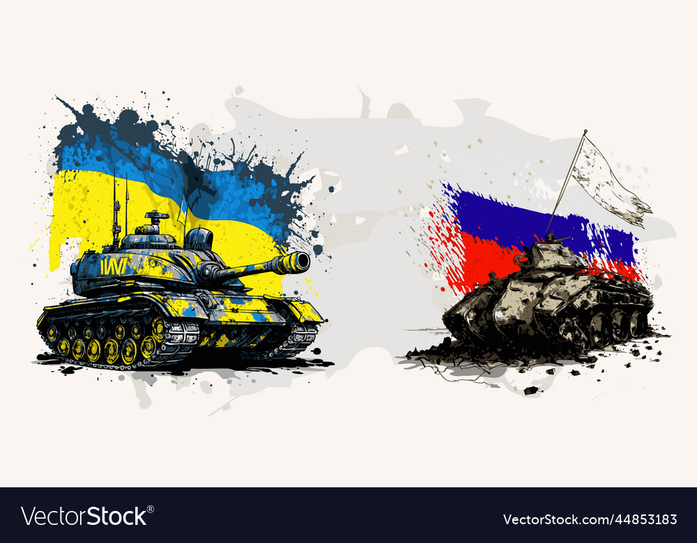 Ukrainian tank with a flag attacked and destroyed