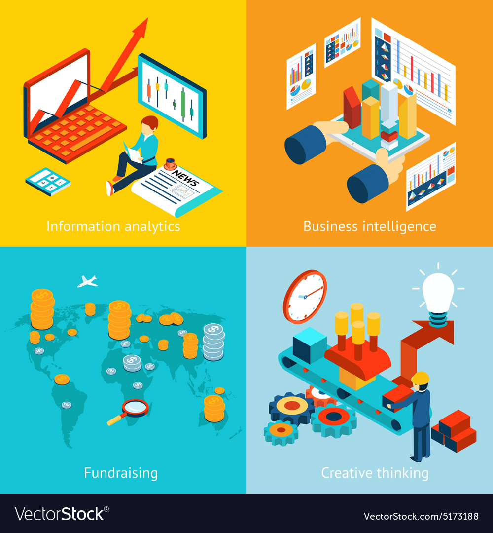 Business intelligence information analytics Vector Image